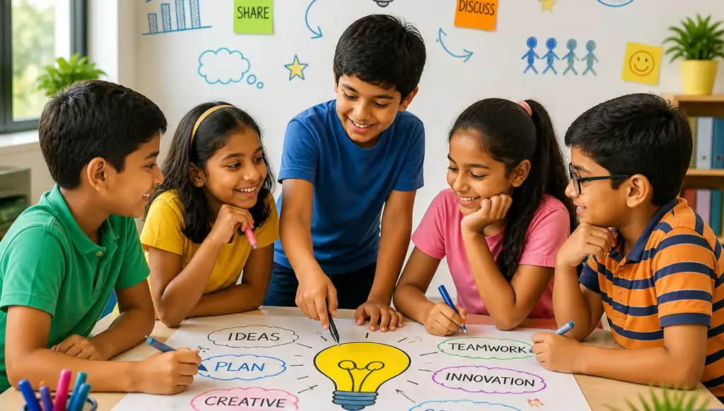 Children brainstorming ideas together