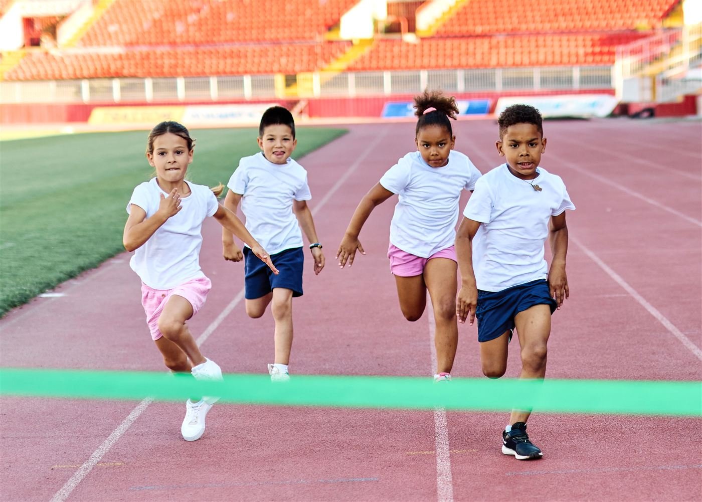 Children racing to the finish line